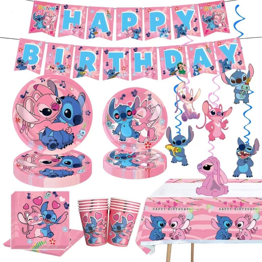 Vibrant 88 Pcs Stitch Birthday Party Supplies - Fun, Safe & Food-Grade Materials